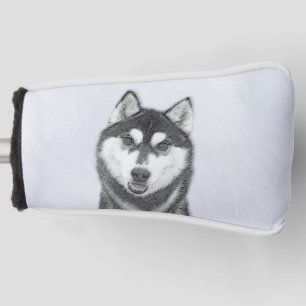 Siberian Husky (Black and White) Painting Dog Art Golf Head Cover