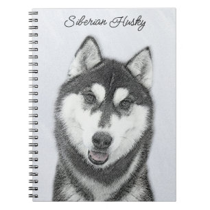 Siberian Husky (Black and White) Painting Dog Art Notebook
