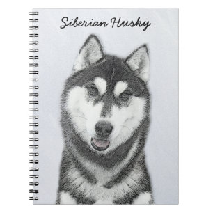 Siberian Husky (Black and White) Painting Dog Art Notebook