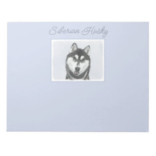 Siberian Husky (Black and White) Painting Dog Art  Notepad