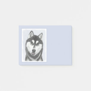 Siberian Husky (Black and White) Painting Dog Art Post-it Notes