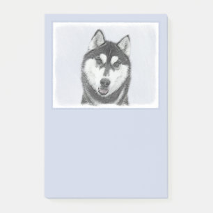 Siberian Husky (Black and White) Painting Dog Art Post-it Notes