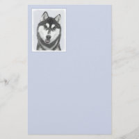 Siberian Husky (Black and White) Painting Dog Art