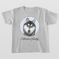 Siberian Husky (Black and White) Painting Dog Art