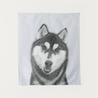 Siberian Husky (Black and White) Painting Dog Art