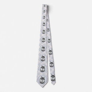 Siberian Husky (Black and White) Painting Dog Art Tie