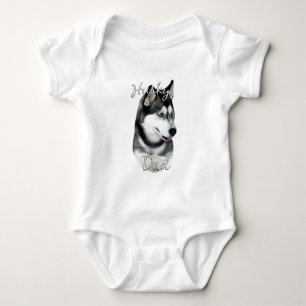 Siberian Husky (blk) Dad 2 Baby Bodysuit
