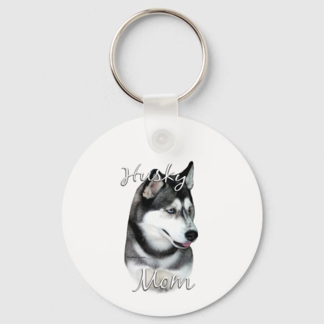 Siberian Husky (blk) Mum 2 Key Ring (Front)