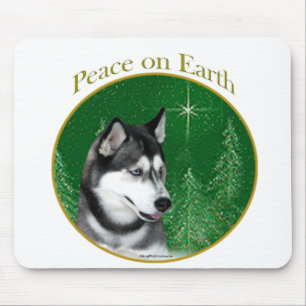 Siberian Husky (blk) Peace Mouse Pad