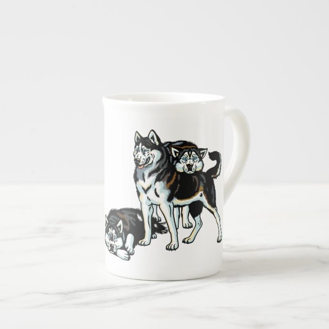 siberian husky bone china mug (Front Right)