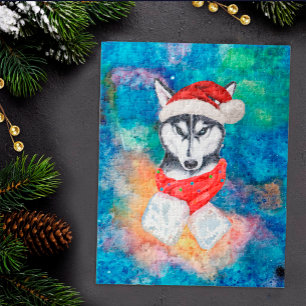 Siberian Husky Breed Dog Christmas Jigsaw Puzzle