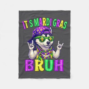 Siberian Husky Bruh Mardi Gras Boys Girls Carnival Fleece Blanket