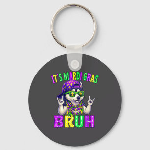 Siberian Husky Bruh Mardi Gras Boys Girls Carnival Key Ring