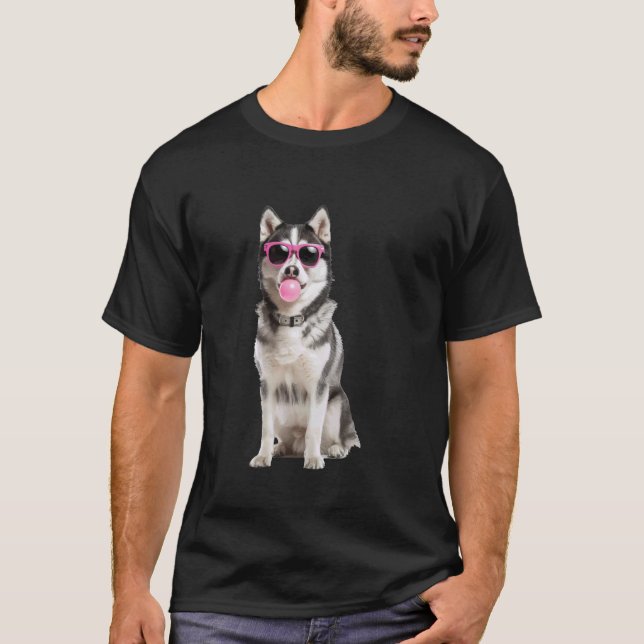 Siberian Husky Bubble Gum T-Shirt (Front)