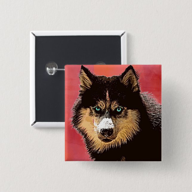 Siberian Husky Button (Front & Back)