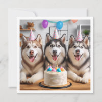 Siberian Husky card, Husky card, dog birthday
