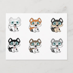 siberian husky cartoon background postcard