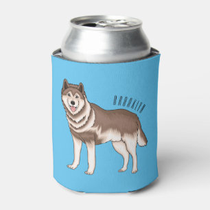 Siberian husky cartoon illustration can cooler