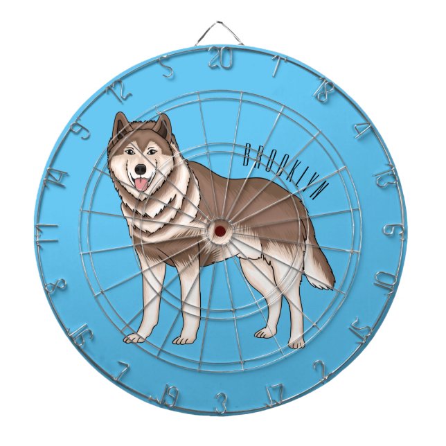 Siberian husky cartoon illustration dartboard (Front)