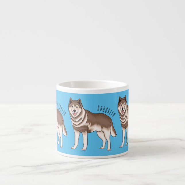 Siberian husky cartoon illustration espresso cup (Front)