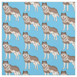 Siberian husky cartoon illustration fabric