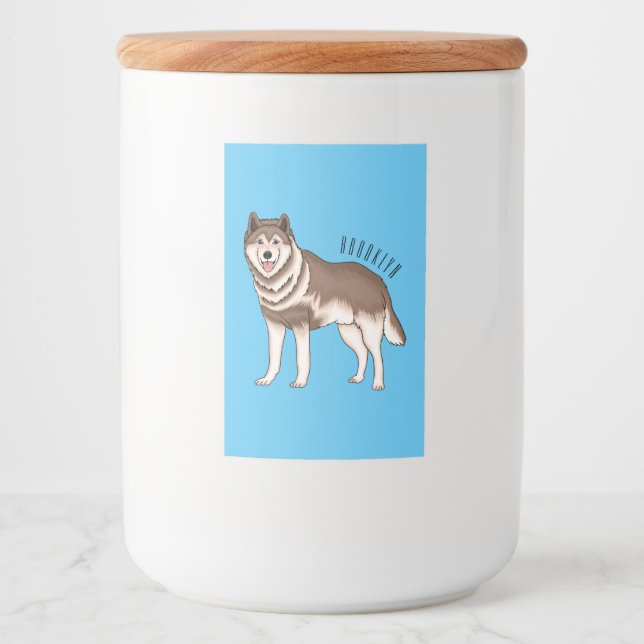 Siberian husky cartoon illustration food label (Front)