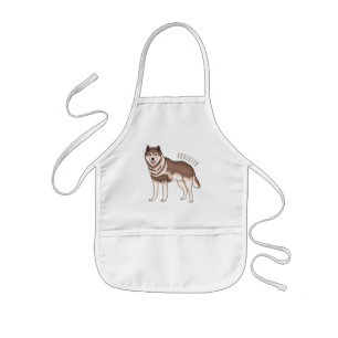 Siberian husky cartoon illustration kids apron