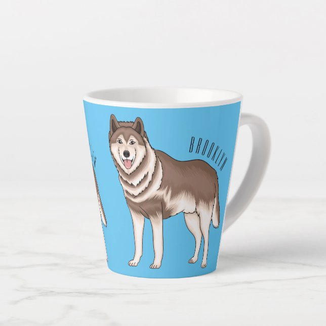 Siberian husky cartoon illustration latte mug (Right Angle)