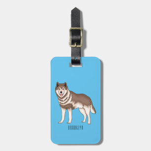 Siberian husky cartoon illustration  luggage tag