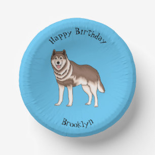 Siberian husky cartoon illustration paper plate