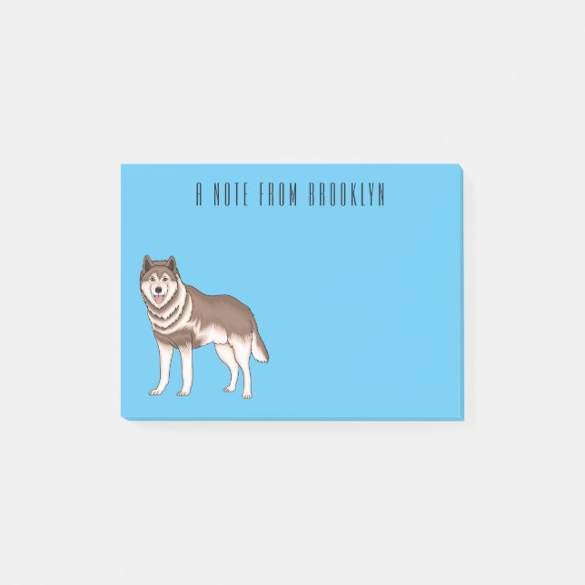 Siberian husky cartoon illustration post-it notes (Front)