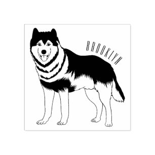 Siberian husky cartoon illustration  rubber stamp