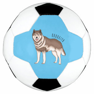 Siberian husky cartoon illustration  soccer ball