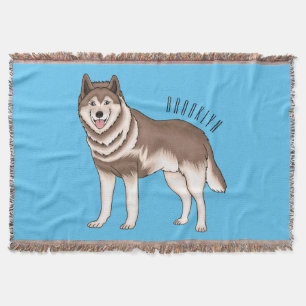Siberian husky cartoon illustration  throw blanket