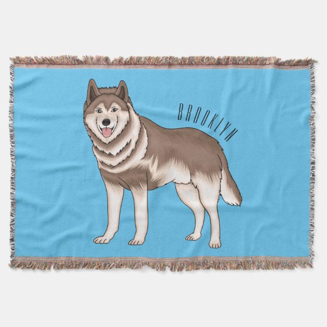 Siberian husky cartoon illustration  throw blanket (Front)