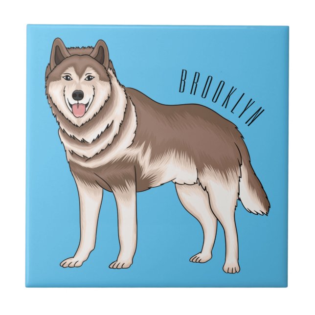 Siberian husky cartoon illustration tile (Front)