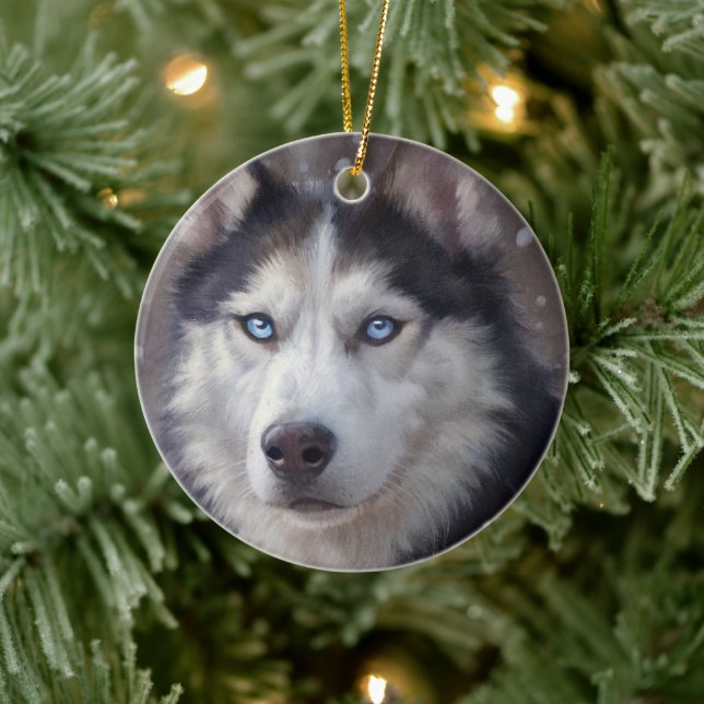 Siberian Husky Ceramic Tree Decoration (Tree)