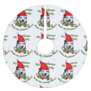Siberian Husky Christmas Brushed Polyester Tree Skirt