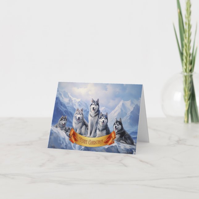 Siberian Husky Christmas Card (Front)