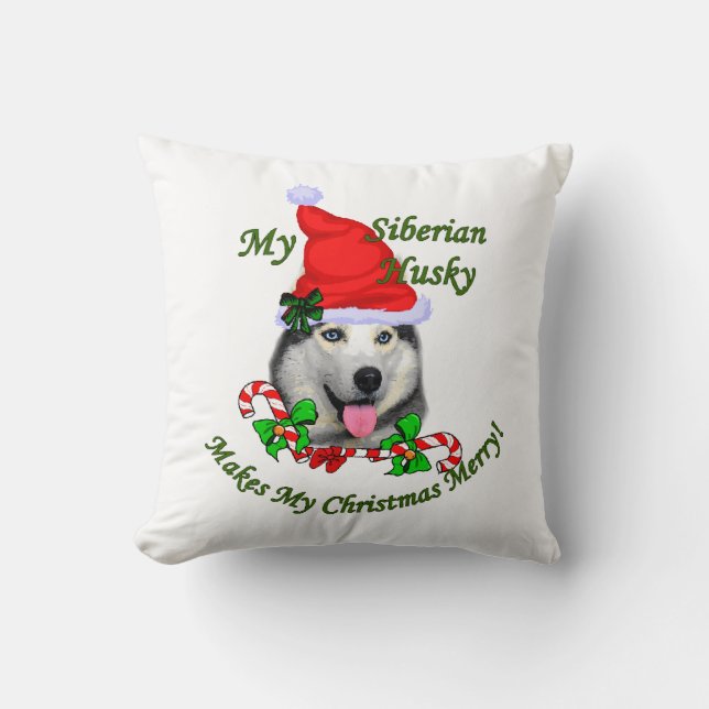 Siberian Husky Christmas Cushion (Front)