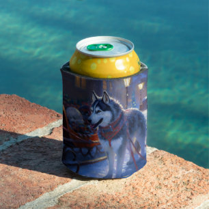 Siberian Husky Christmas Festive Season Can Cooler