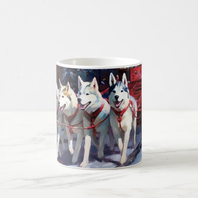 Siberian Husky Christmas Festive Season  Coffee Mug (Center)