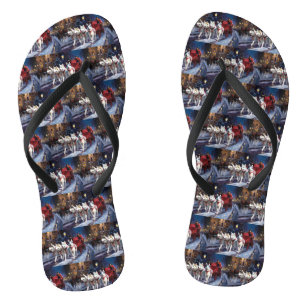 Siberian Husky Christmas Festive Season  Jandals