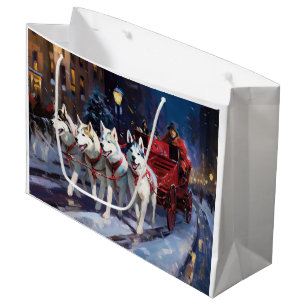 Siberian Husky Christmas Festive Season  Large Gift Bag