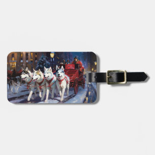 Siberian Husky Christmas Festive Season  Luggage Tag