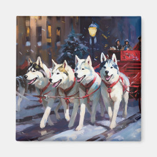 Siberian Husky Christmas Festive Season  Magnet