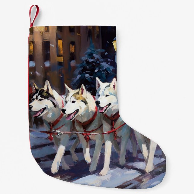 Siberian Husky Christmas Festive Season  Small Christmas Stocking (Front)