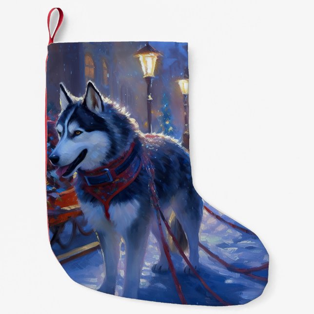 Siberian Husky Christmas Festive Season Small Christmas Stocking (Front)