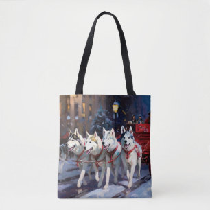 Siberian Husky Christmas Festive Season Tote Bag