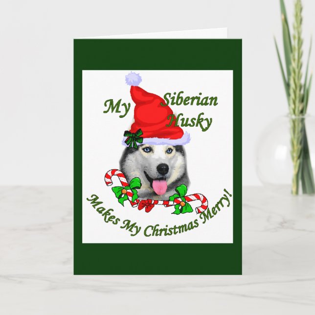 Siberian Husky Christmas Gifts Holiday Card (Front)